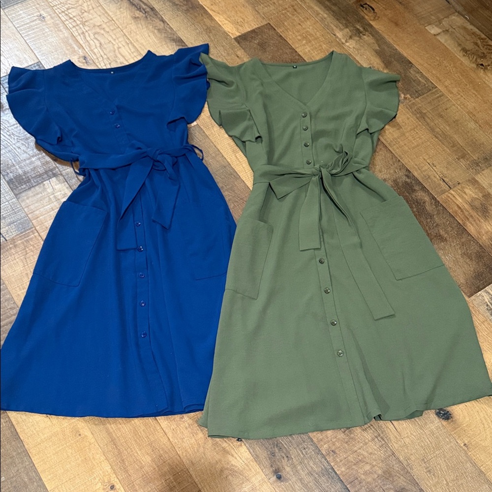 Trendy Boutique Blue and Green Midi Dresses